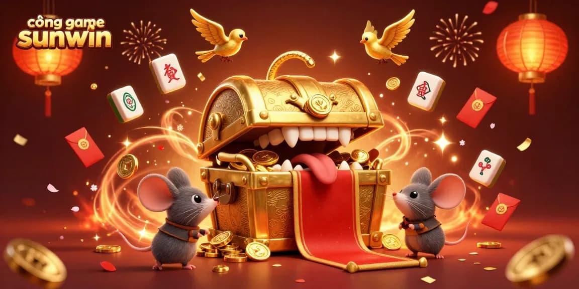 Engage with cổng game sunwin as whimsical mice discover a treasure in this vibrant casino illustration.