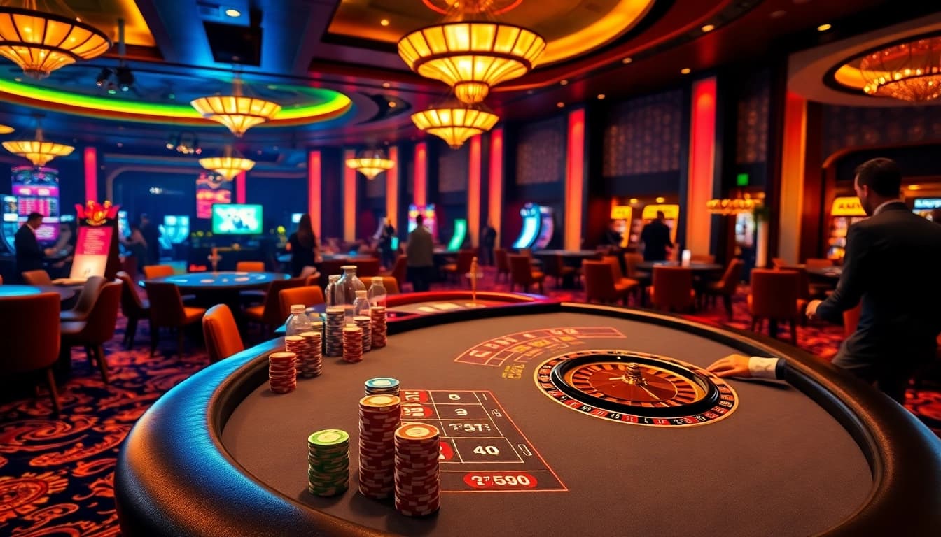 Online casino játékok közben, színes zsetonok és izgalmas atmoszféra.