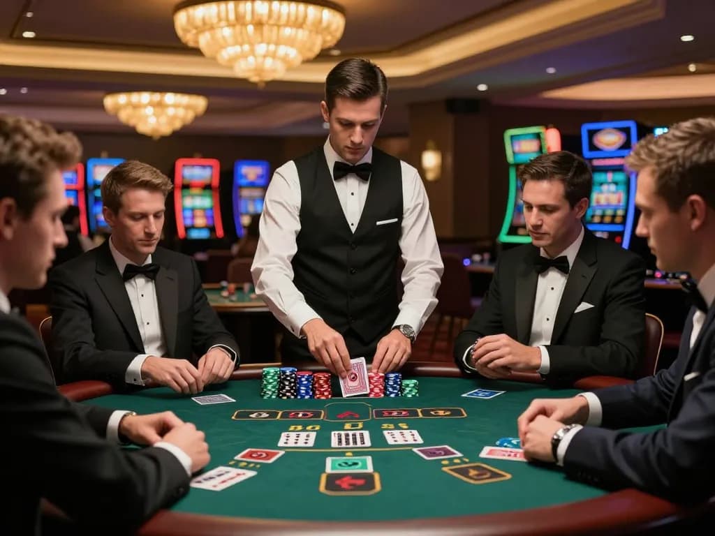 CM88 players engaged in an exciting blackjack game with focused strategy at a luxury casino