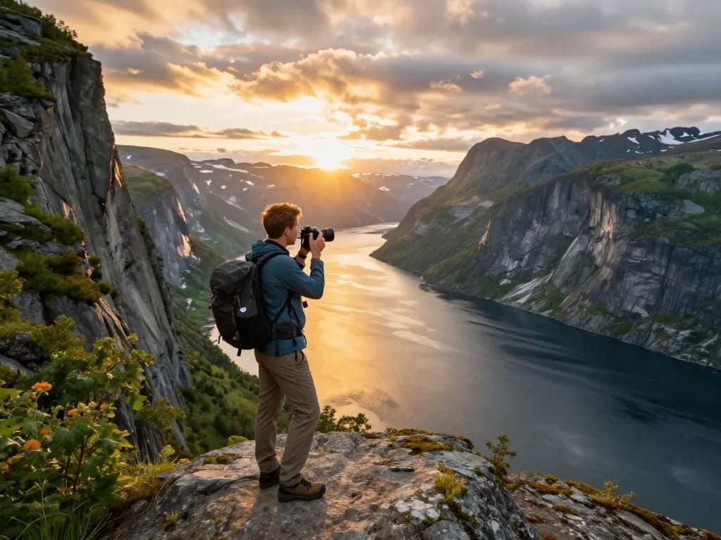 Erleben Sie Urlaub in Skandinavien mit atemberaubenden Fjordblicken und abenteuerlicher Erkundung.