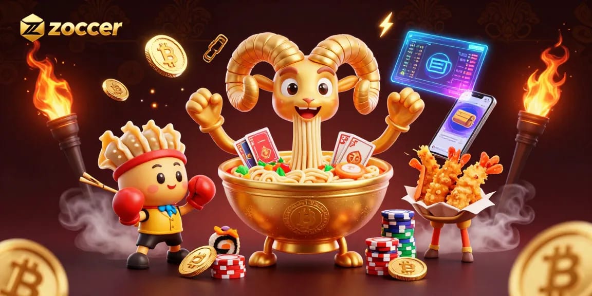 Zoccer wins big with vibrant casino scene, showcasing dynamic characters and crypto elements