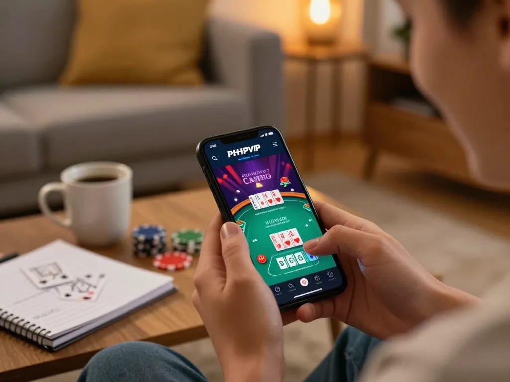 Engaging online gameplay with PHPVIP app on smartphone displaying thrilling poker game.
