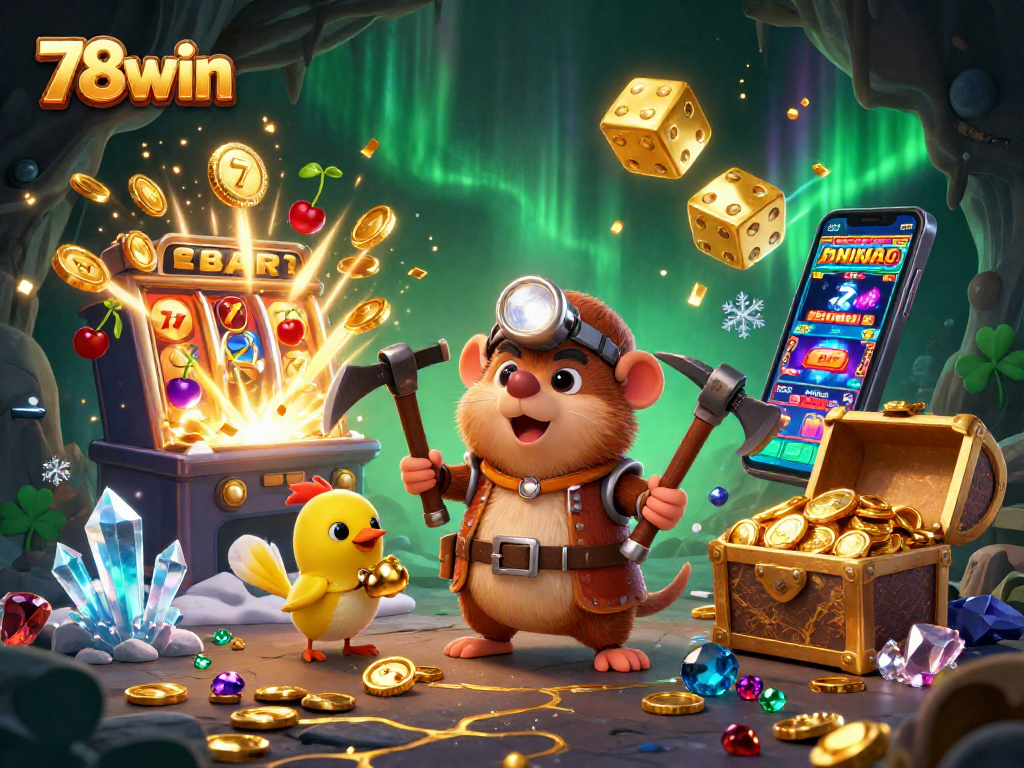 Spin to win with 78win in a vibrant, action-packed casino scene full of rewards and excitement.