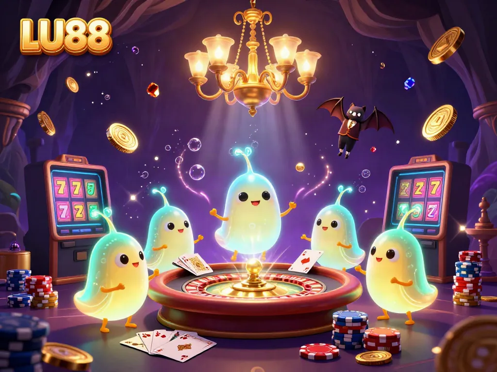 Experience fantastic gaming adventures at LU88 casino with glowworms lighting the scene, featuring vibrant slots and roulette.