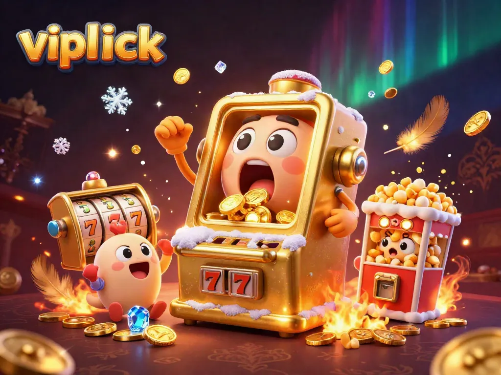 Spin the jackpot with vipluck's vibrant cartoon slot machine fiesta celebrating wins!