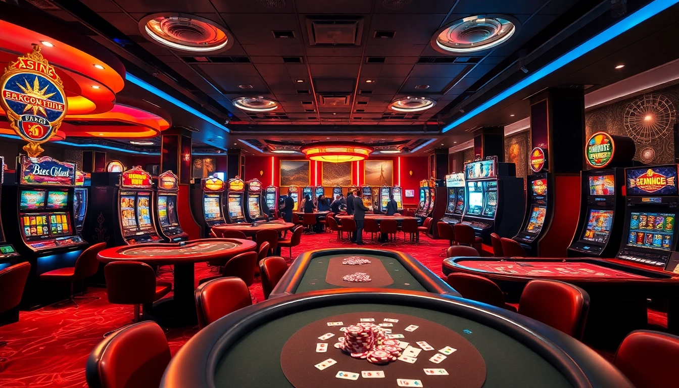 Erleben Sie casinospiele an eleganten Spieltischen in einem aufregenden Casino-Ambiente.