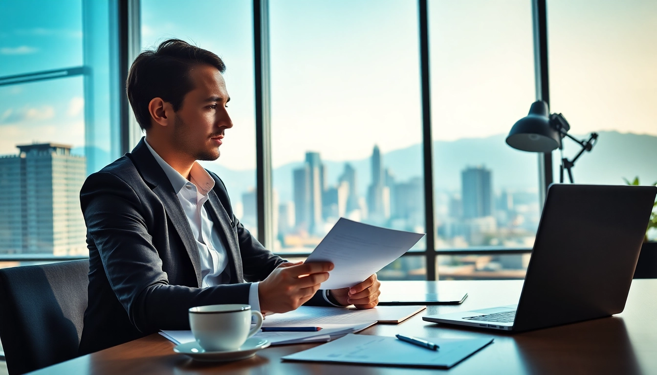 Professioneller Headhunter Schweiz analysiert Lebensläufe in einem modernen Büro.