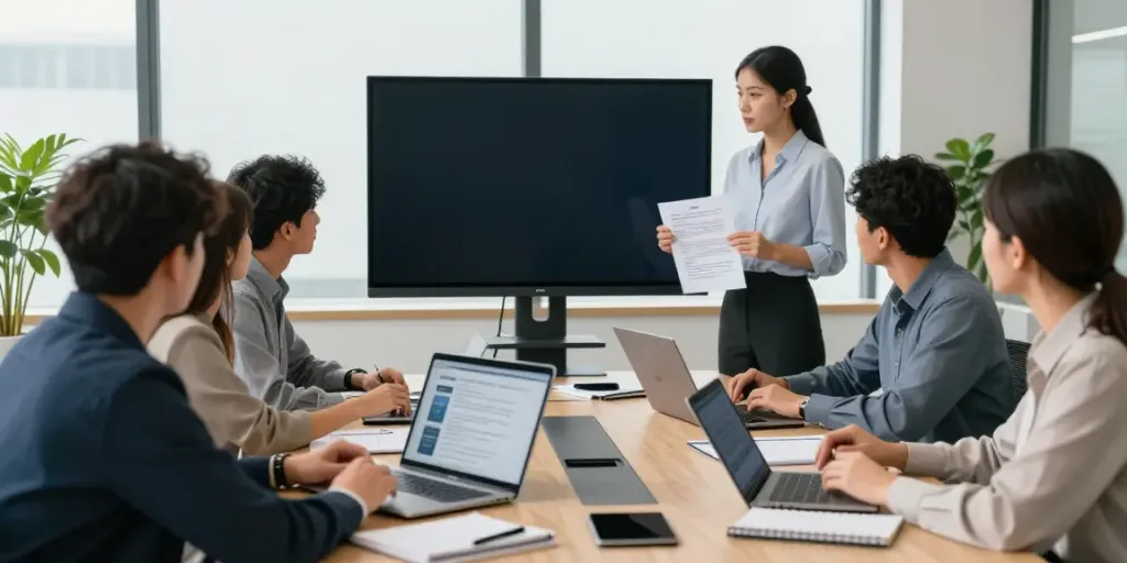 IT-Sicherheitsberatung in einem modernen Büro, IT-Experten besprechen Sicherheitsstrategien.