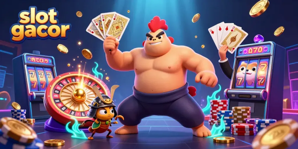 Experience the thrill of winning with slot gacor as a strong sumo wrestler, a fighting cricket, and a tanuki announcer thrive in a dynamic casino scene.